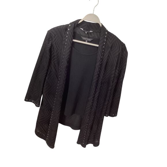 Ming Wang Sweaters - Ming Wang 2 piece set black black open studded knit cardigan women's size medium